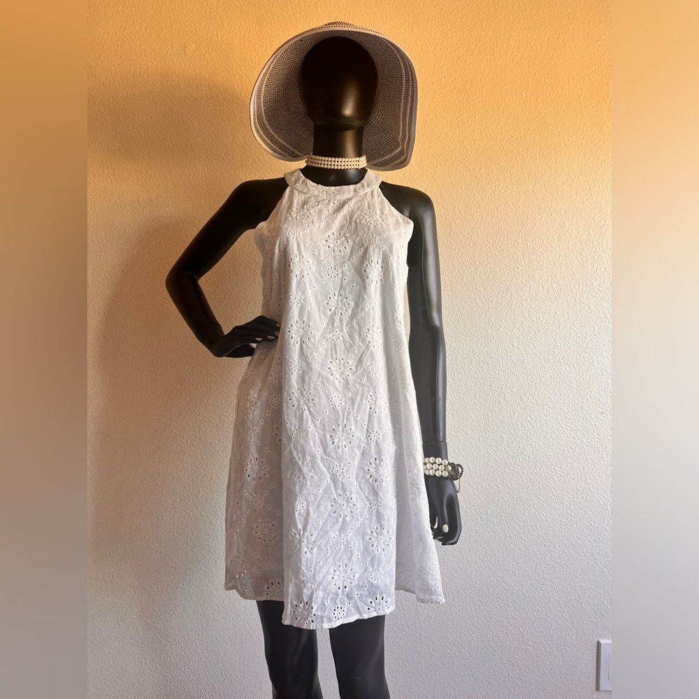 Women Eyelet White Dress | Size Small